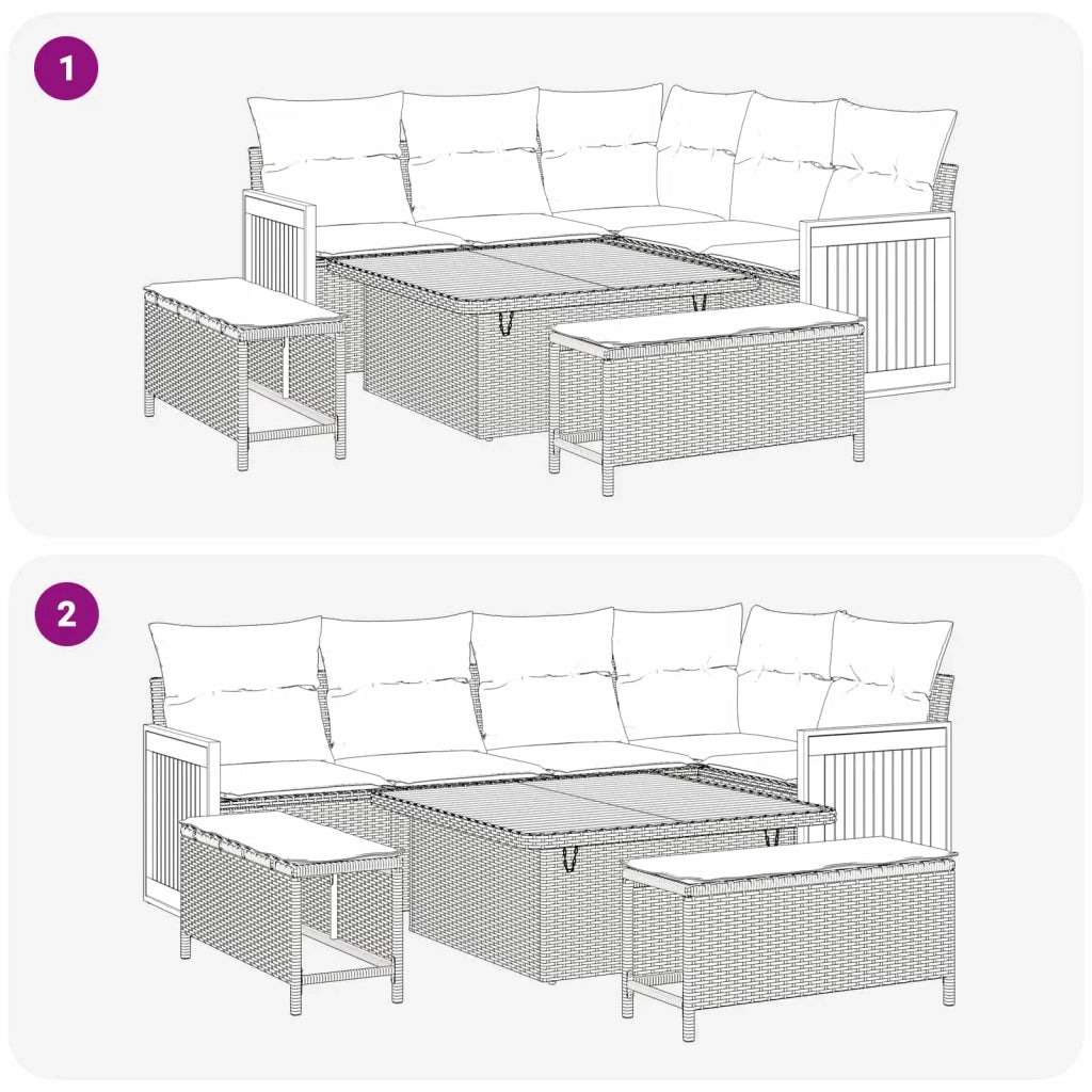 Set Divano da Giardino con cuscino 8 pcs Nero 3363164