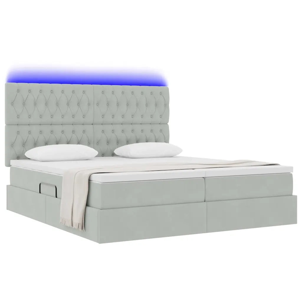 Letto con testiera Grigio chiaro 200 x 200 cm Velluto