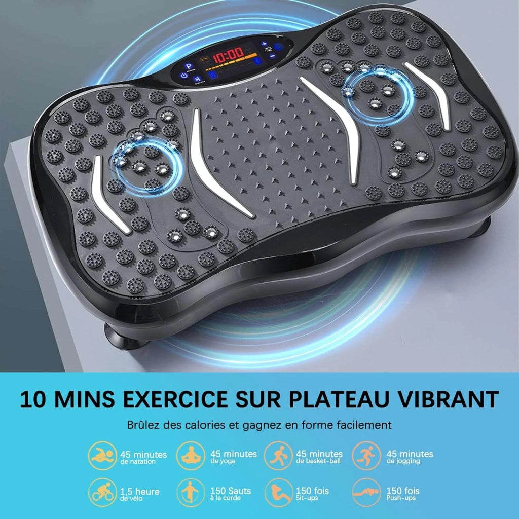 Piattaforma vibrante fitness Bluetooth 5 programmi 99 livelli 2 fasce elastiche e telecomandonero