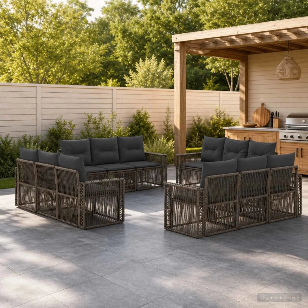Set Divano da Giardino 12 pz Grigio e Grigio Scuro polyrattan 3435074