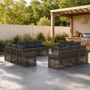 Set Divano da Giardino 12 pz Grigio e Grigio Scuro polyrattan 3435074