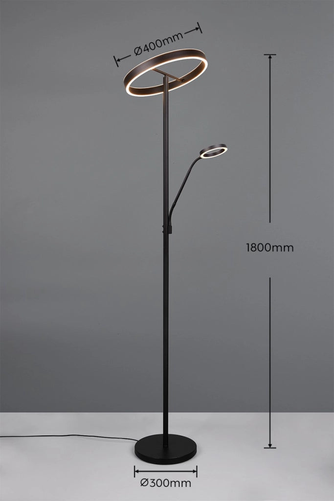 Lampada da terra LED nera dimmerabile 180cm Trio Willis