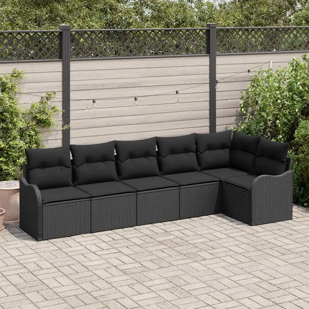 Set Divano da Giardino con archiviazione 6 pcs Nero polyrattan 3354392