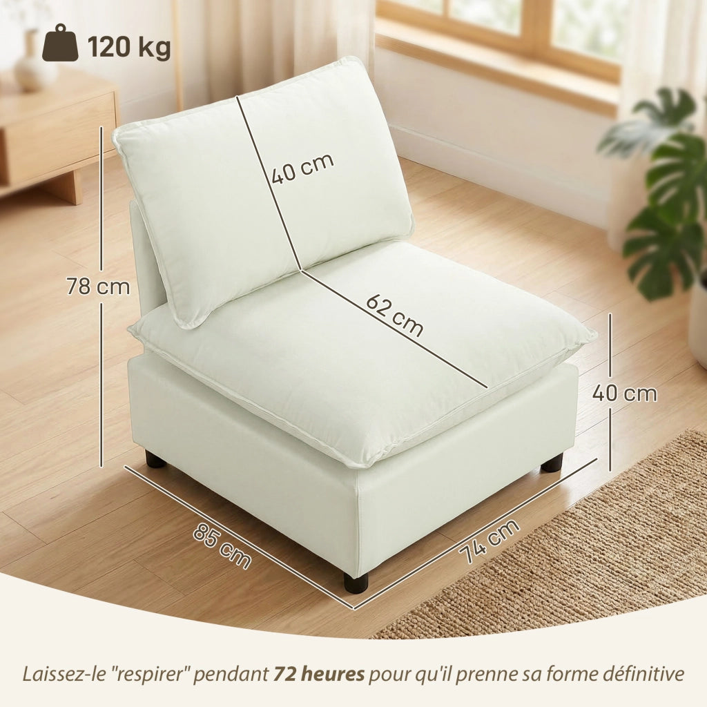 Poltrona Moderna Senza Braccioli ¨C Minimal ¨C 146x85x78cm Crema