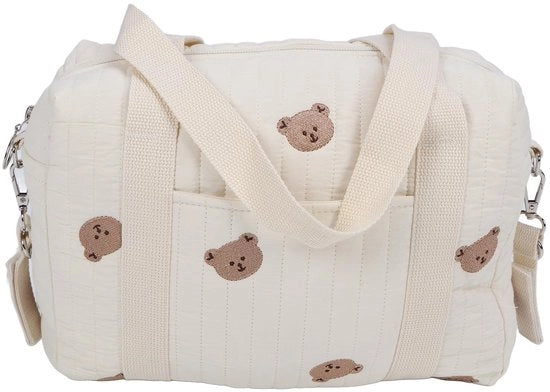 Borsa per passeggino con grande capacità - Tasca multifunzione - Borsa per passeggino - Sacchetto in cotone - Borsa con cerniera pratica - Ideale come cesto per bambino - Borsa per bambino con cerniera