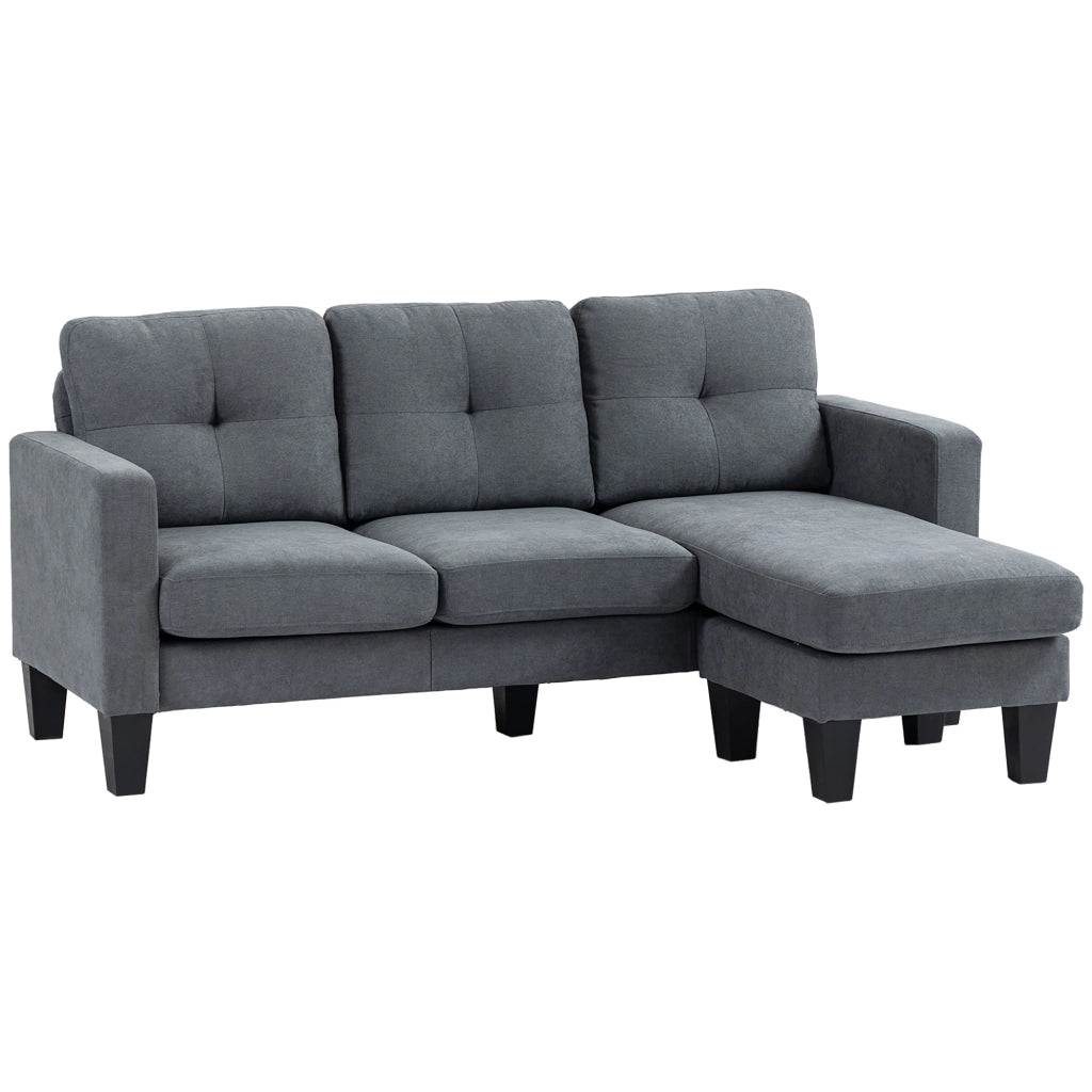 Divano angolare con chaise longue ¨C Minimal ¨C Tessuto grigio scuro 90x