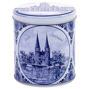 Contenitore in metallo blu e bianco D10x11,5h cm