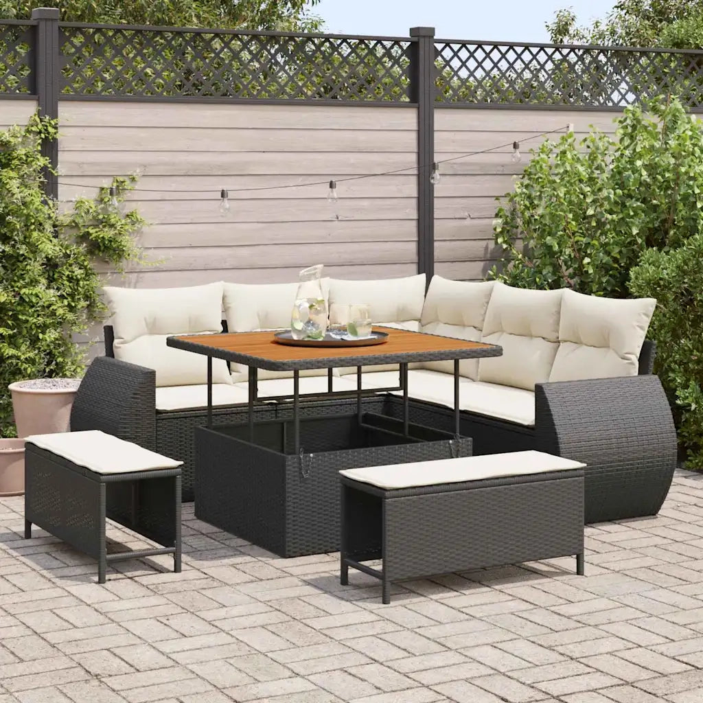 Set Divano da Giardino 8 pcs Nero polyrattan 3361865