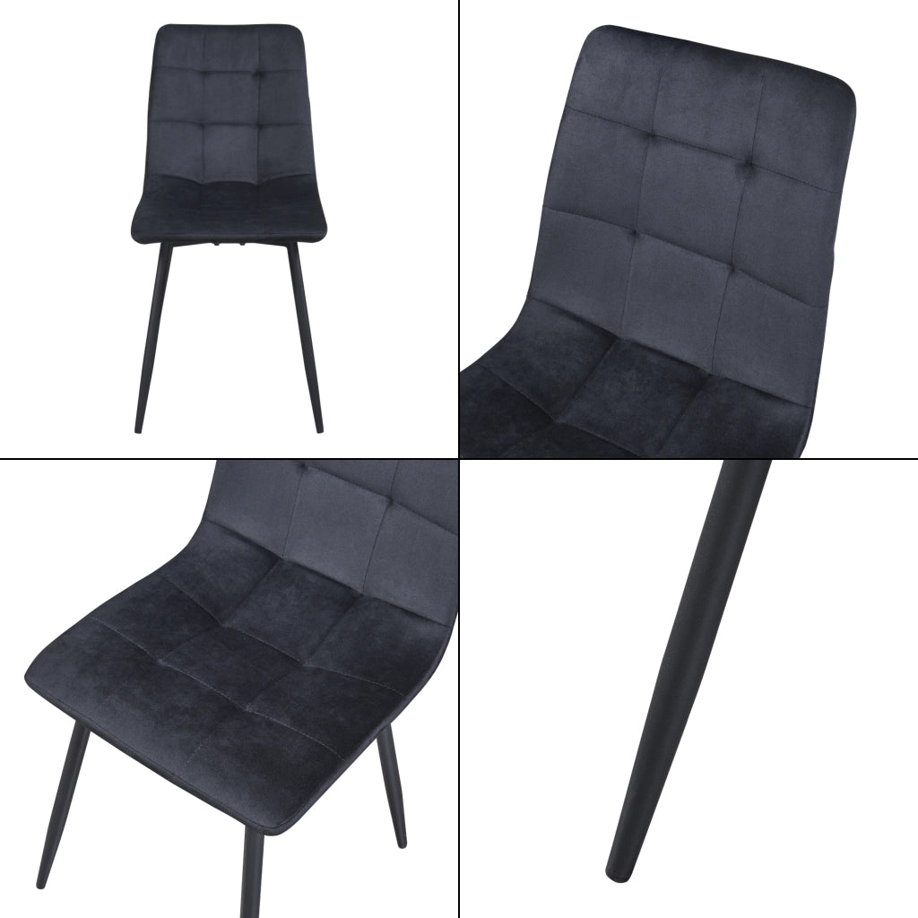 Set Lexnitz di 2 Sedie da Sala Pranzo Effetto Velluto Nero [en.casa]