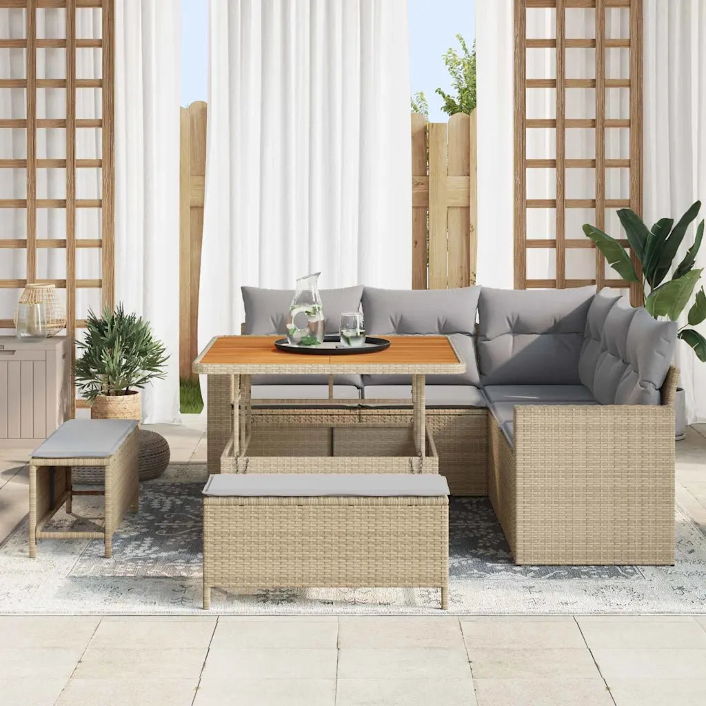 Set Divano da Giardino 8 pcs Beige polyrattan 3361607