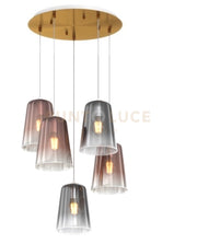 SOSPENSIONE OTTONE SAT. TONDA 5 LUCI (3 RA + 2 CR) 1164OS-S5 T-RC