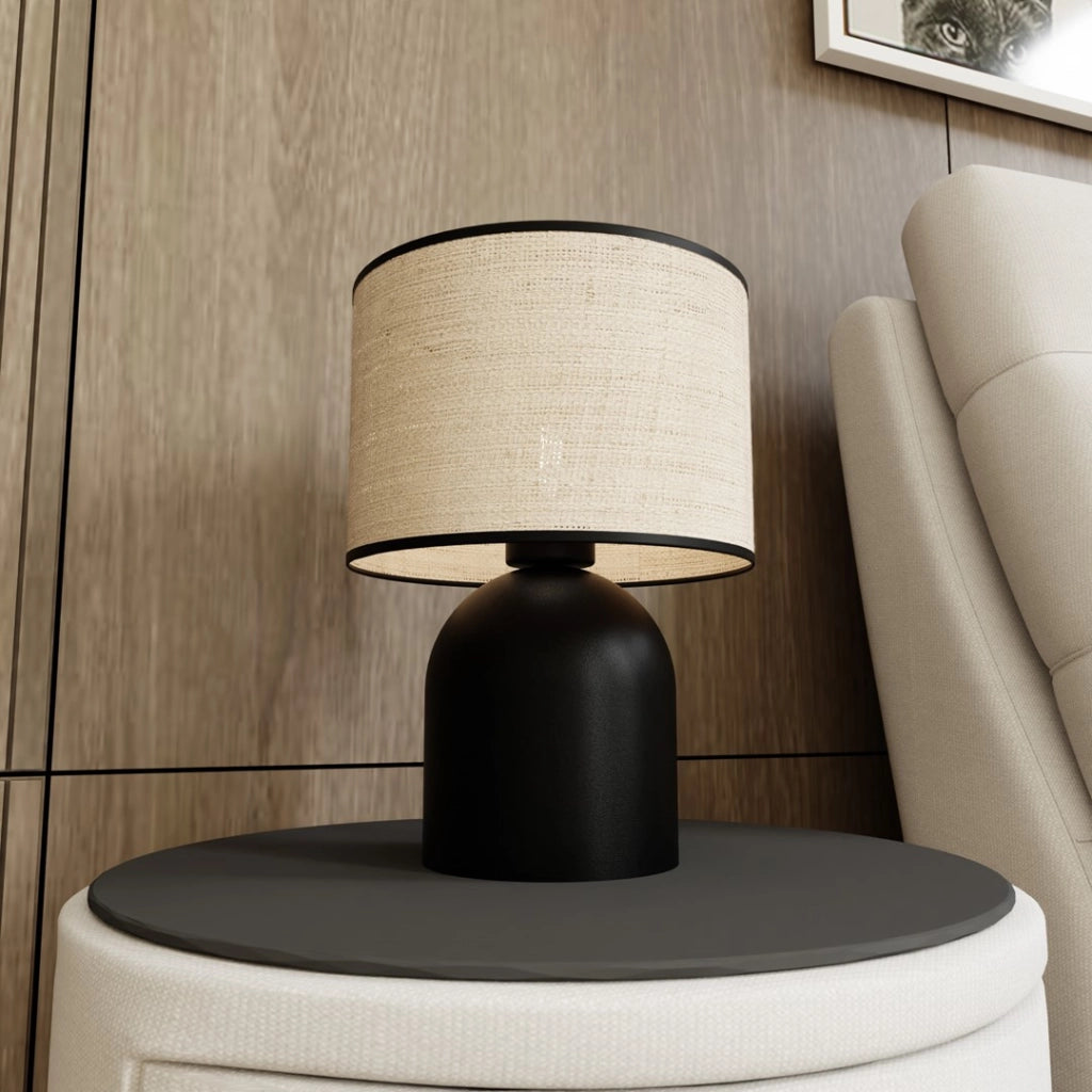 Lampada da tavolo nera paralume crema E27 15W Aspen