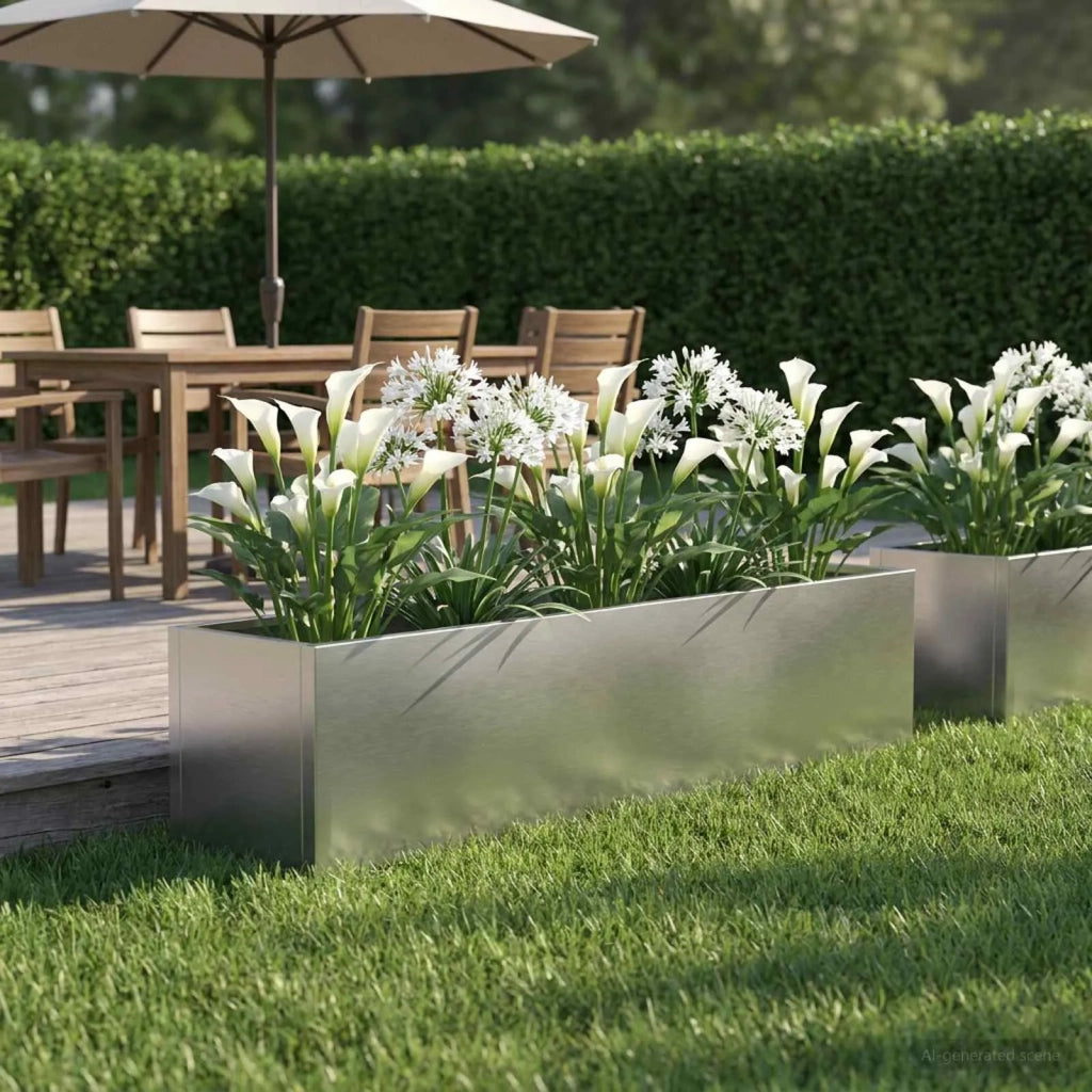 Vaso da giardino Argento 80 x 20 x 20 cm Acciaio Inox 8005170
