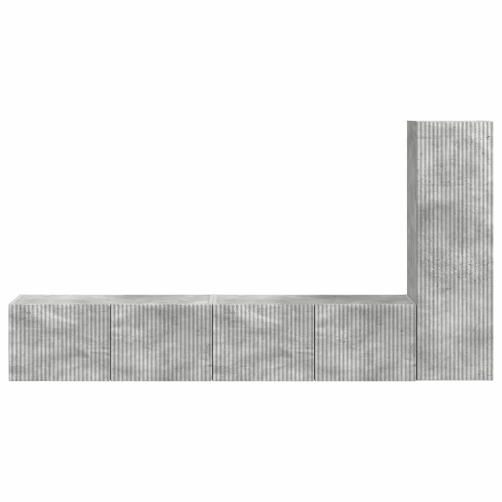 Set mobile TV 3 pcs Grigio cemento Legno multistrato