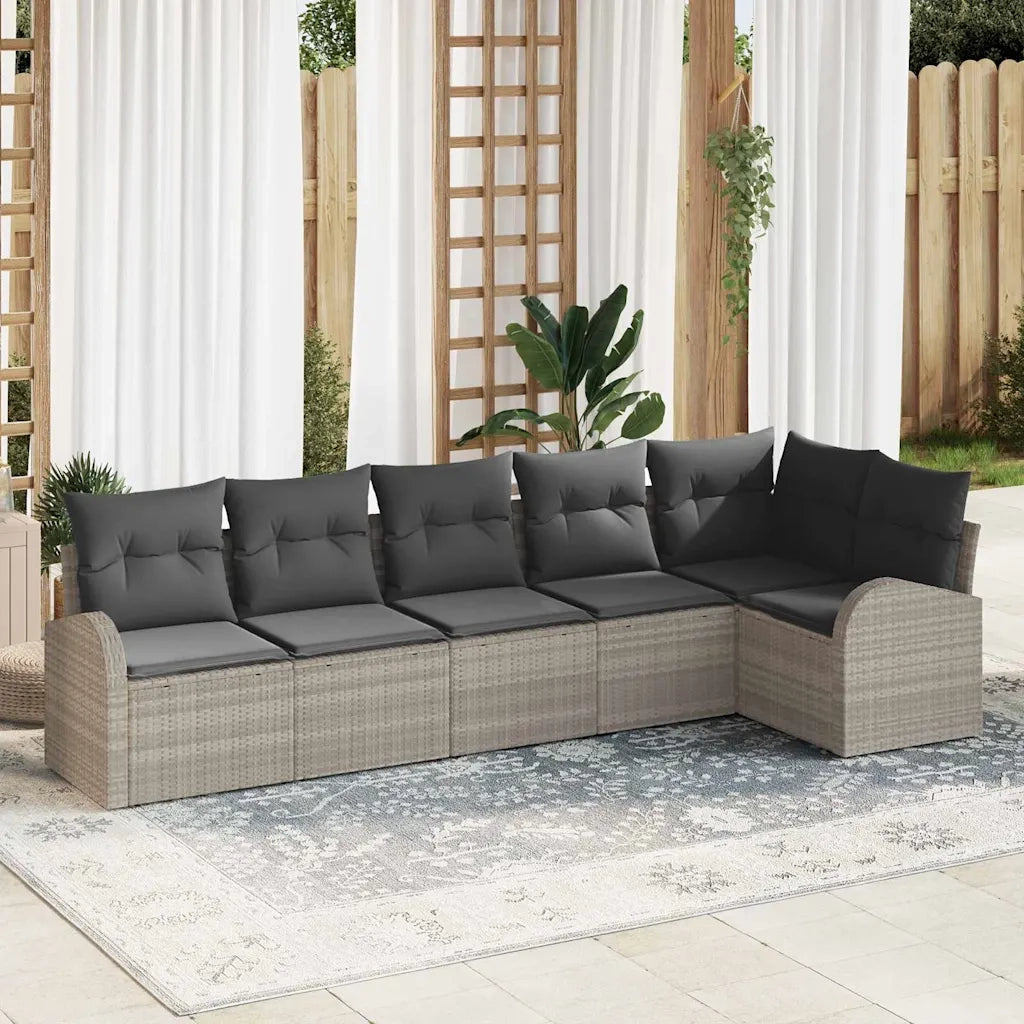 Set Divano da Giardino 6 pcs Grigio chiaro polyrattan