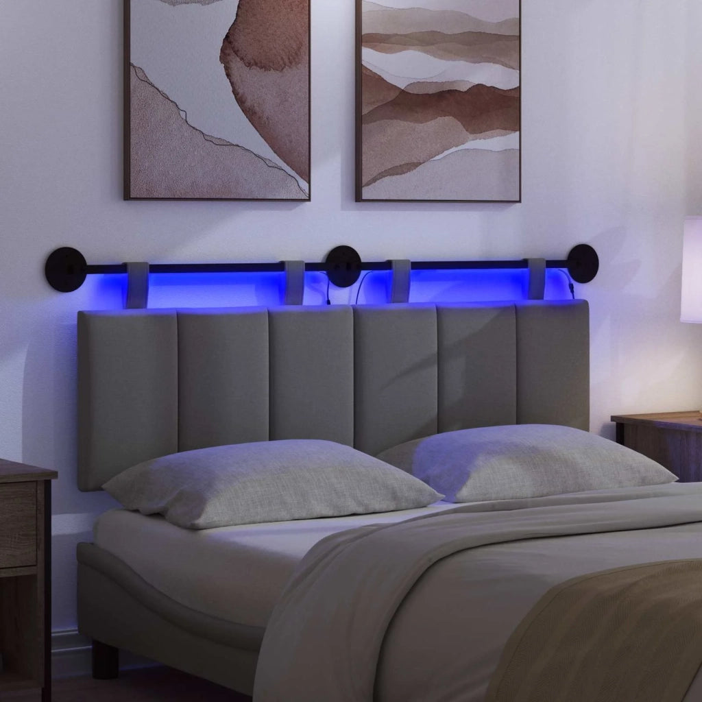 Testiera sospesa Con luce LED Grigio Scuro Tessuto 3424790