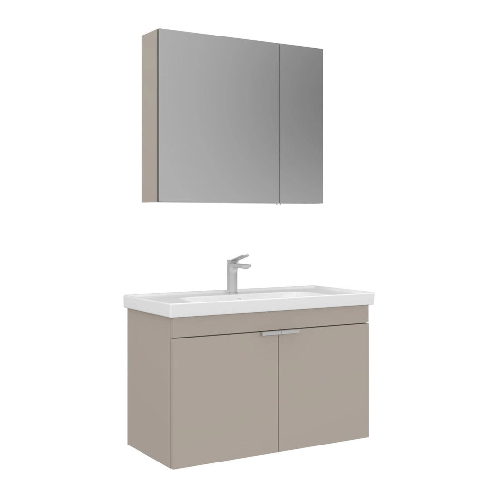 Set mobile lavabo con specchio (2 pezzi) "Desna 90" - 90 x 45 x 58 cm - Sabbia