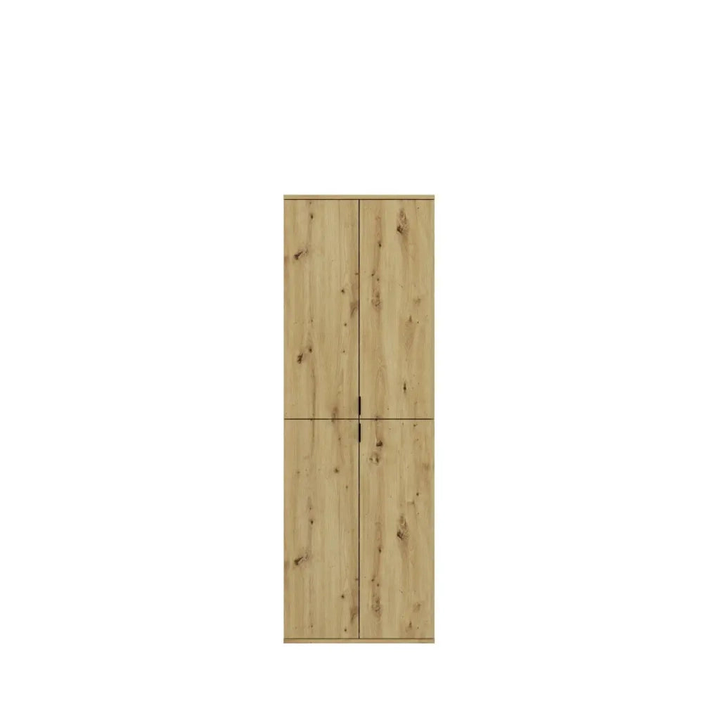 Armadio con 8 ante, 4 specchi, 4 cassetti e un guardaroba – Bianco e rovere – BODITE