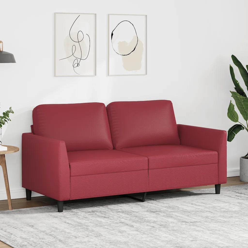 Divano a 2 Posti Rosso Vino 140 cm in Similpelle 359336