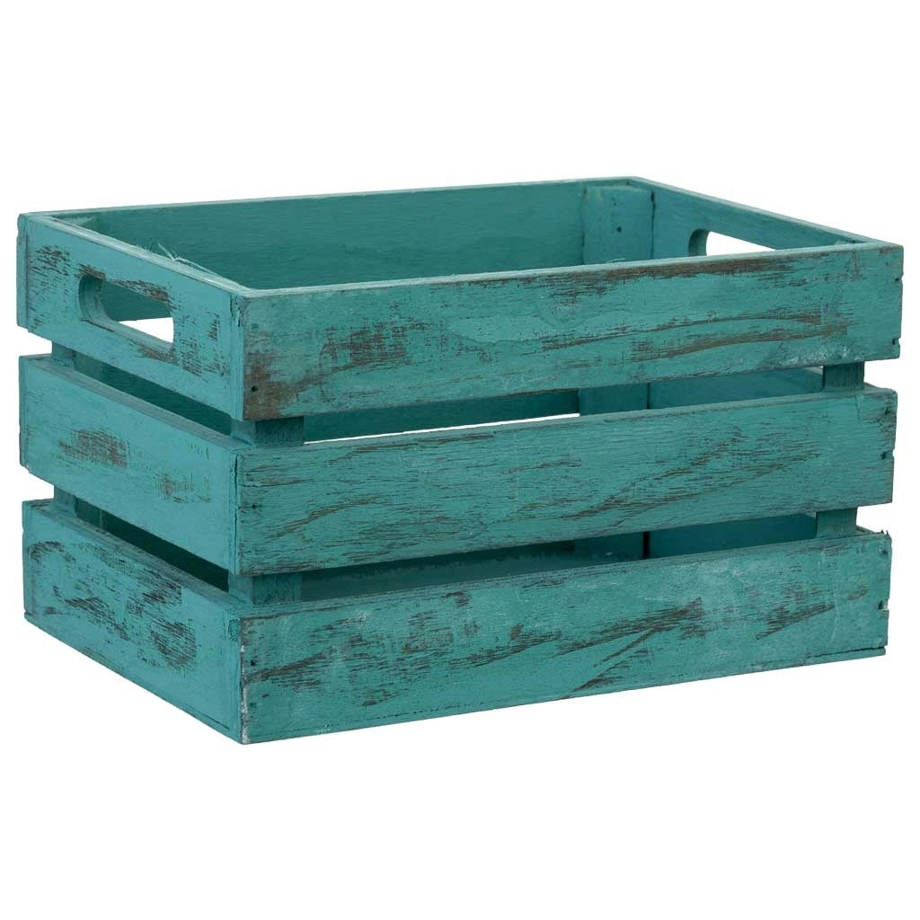 Cassetto in legno blu 18x12x10h cm