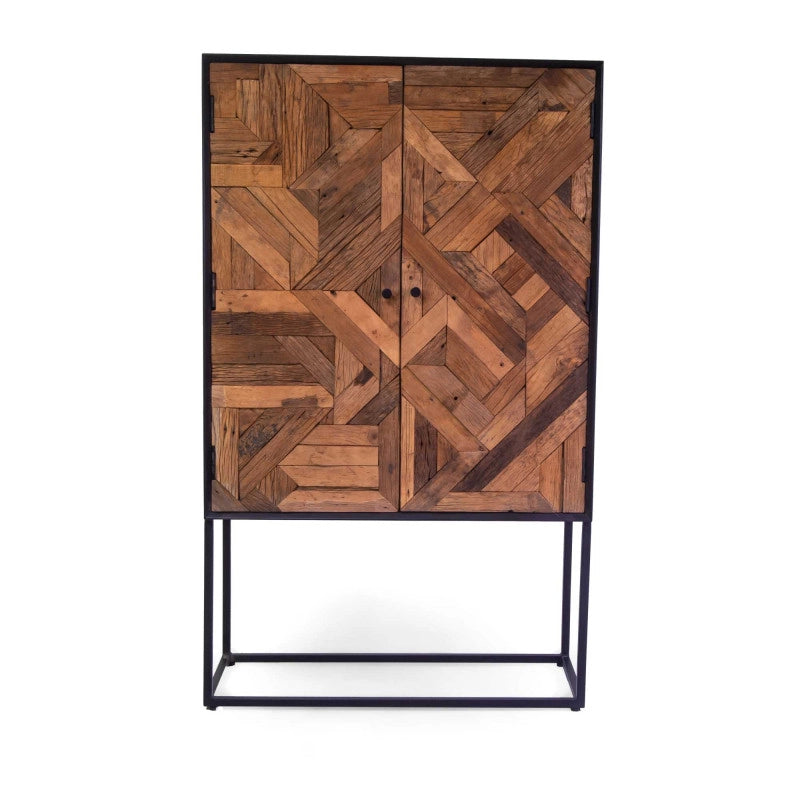 Mobile Legno Jaipur Naturale Top Nero Cm 90x40h150