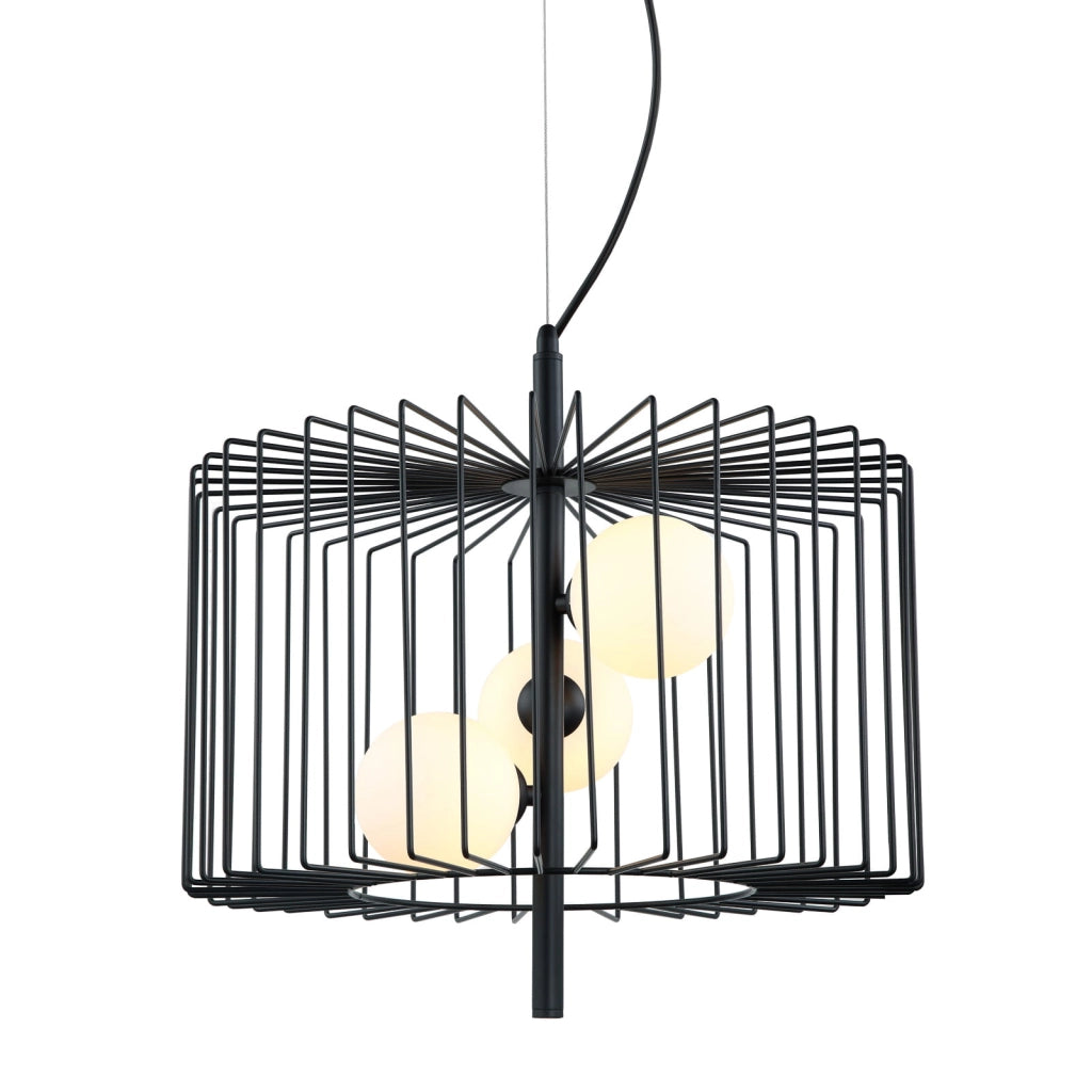 Lampadario Italux Daren moderno nero con vetro bianco 3xG9