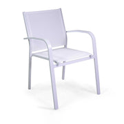 Poltrona alluminio sullivan bianca con textilene bianco cm 61x56h43/60/84
