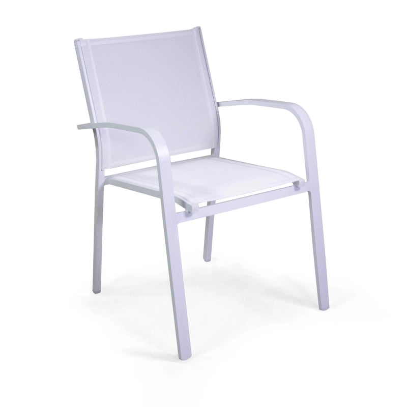 Poltrona alluminio sullivan bianca con textilene bianco cm 61x56h43/60/84