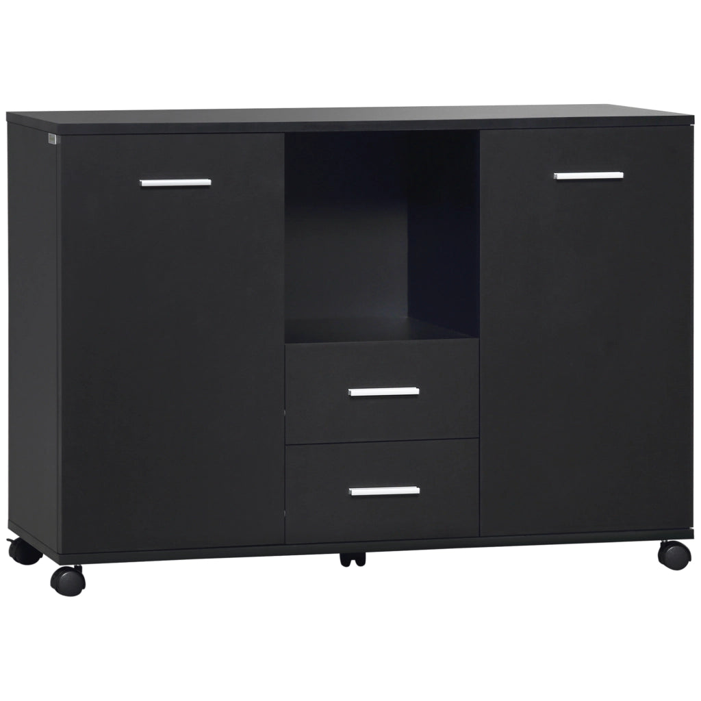 Armadio per Ufficio con Ruote ¨C Minimal ¨C Legno Nero 100x40x71
