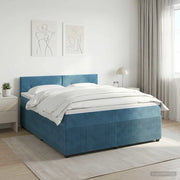 Letto box spring con materasso Blu Scuro 140 x 190 cm Velluto 3451677