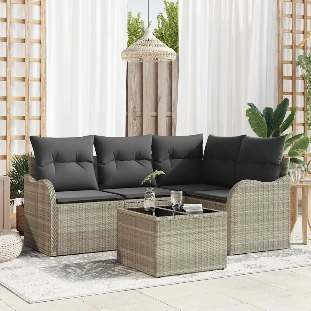 Set Divano da Giardino | Set Salotto da Giardino Grigio chiaro polyrattan