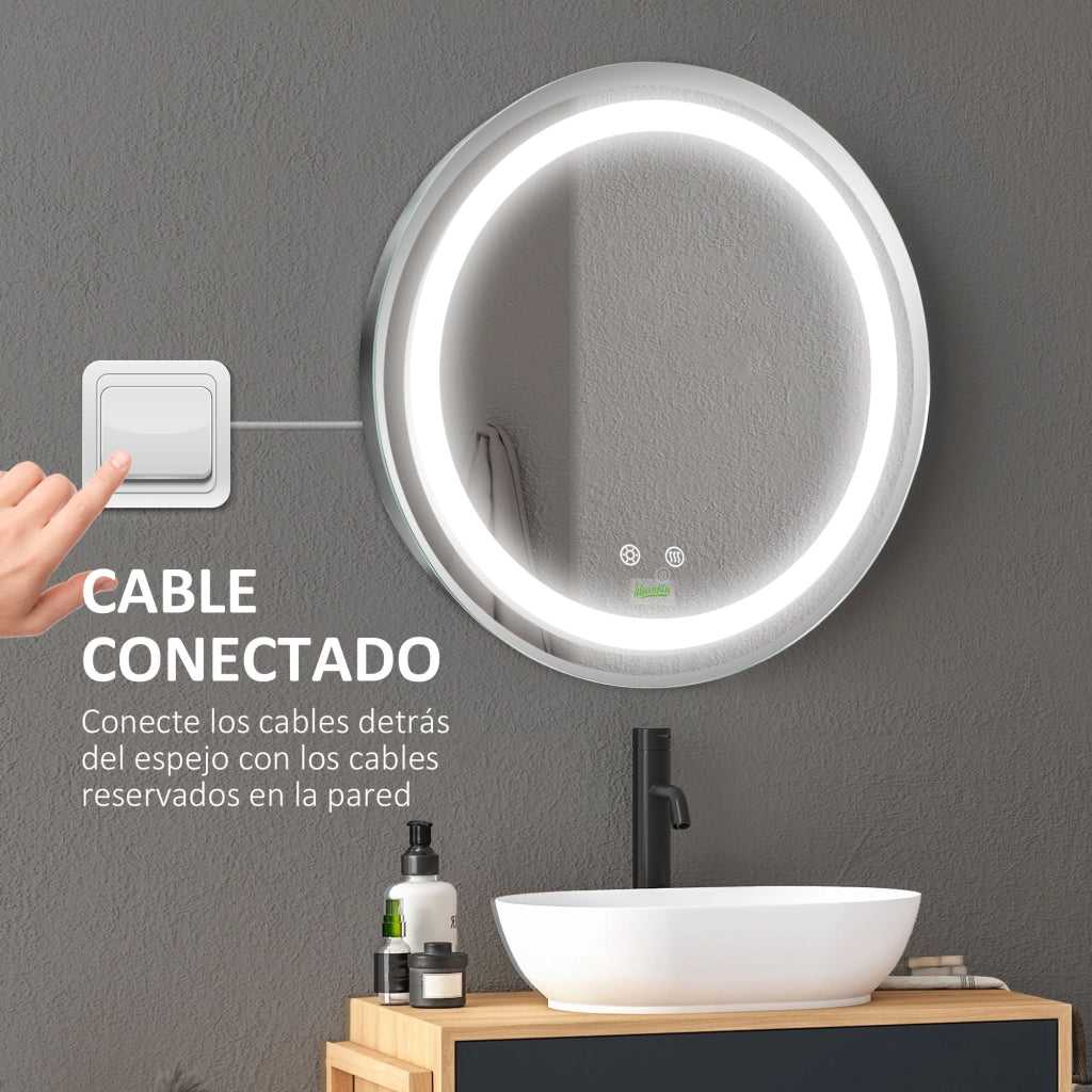 Specchio da bagno con luce LED ¨C Minimal ¨C ?50x4,6 cm argento
