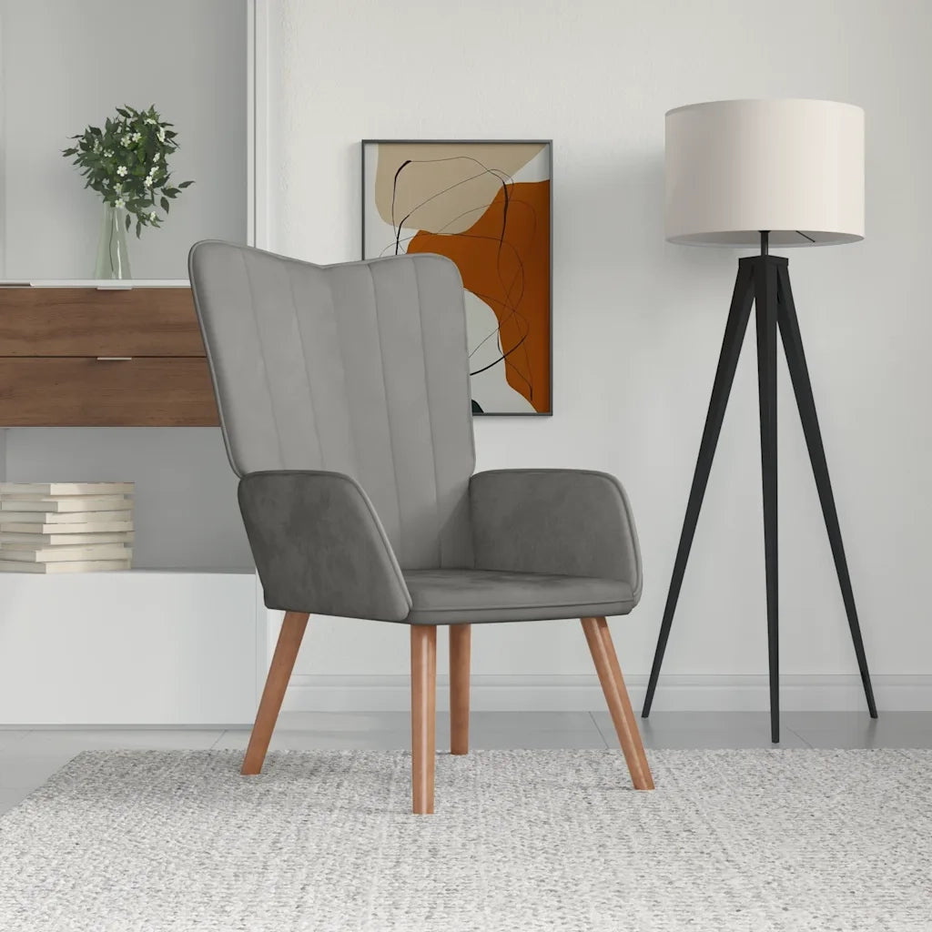 Poltrona Relax | Sedia Relax Grigio Chiaro in Velluto
