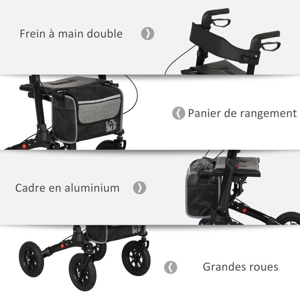Rollator pieghevole con sedile imbottito ¨C Minimal ¨C nero 69x64x98,5cm