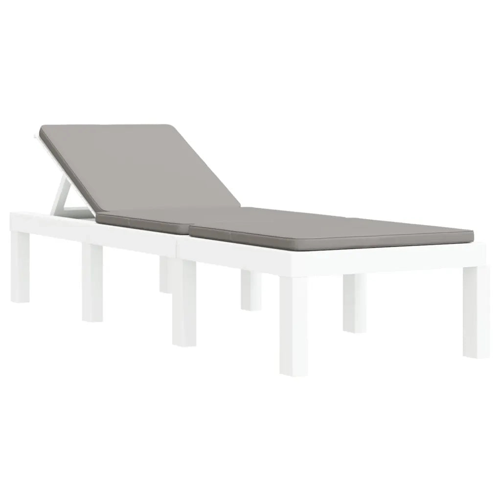 Set Salotto da Giardino 3 pz | Set di Mobili da Esterno con Cuscini Bianco in PP