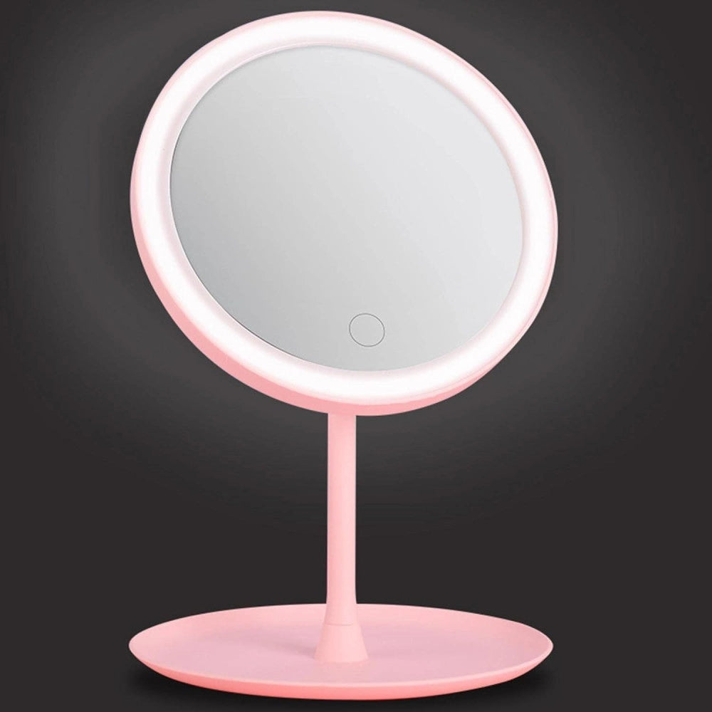 Trade Shop - Specchio Per Il Trucco Illuminato A Led Makeup Cosmetico Girevole Luce Ad Anello -