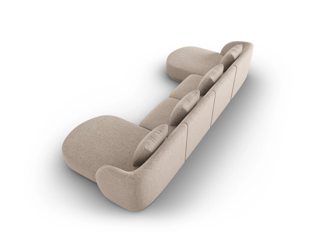 Cosmopolitan Design - Divano panoramico "Tulum" 5 posti in ciniglia beige 