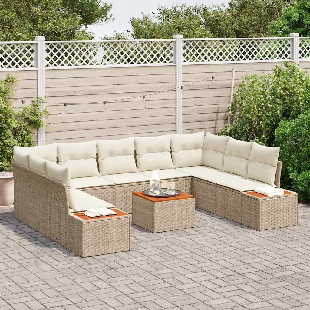 Set Divano da Giardino 5 pcs Beige e Crema Polyrattan