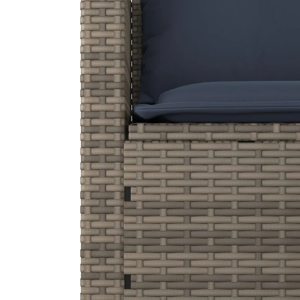 Set Divani da Giardino 3 pz con Cuscini Grigio in Polyrattan 365464