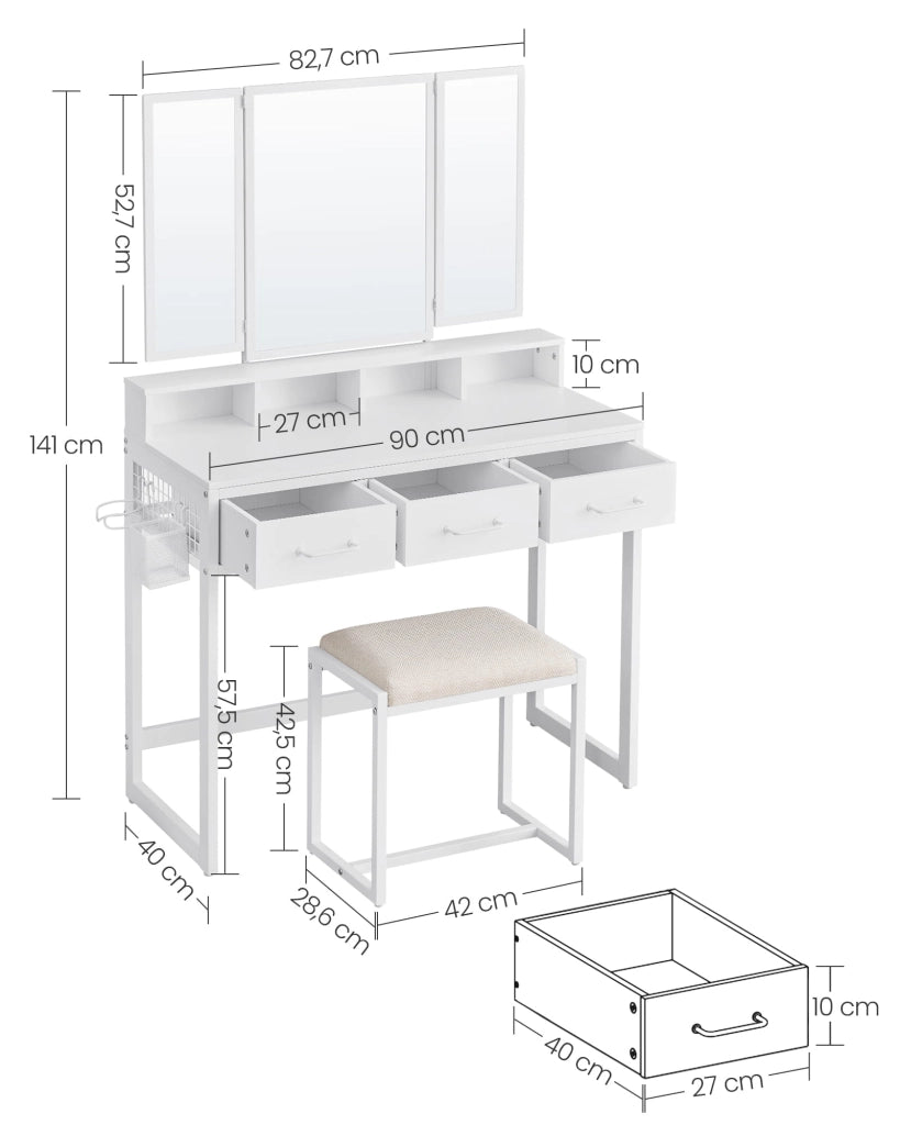 VALORA Toeletta con specchio e sgabello - RVT004W14