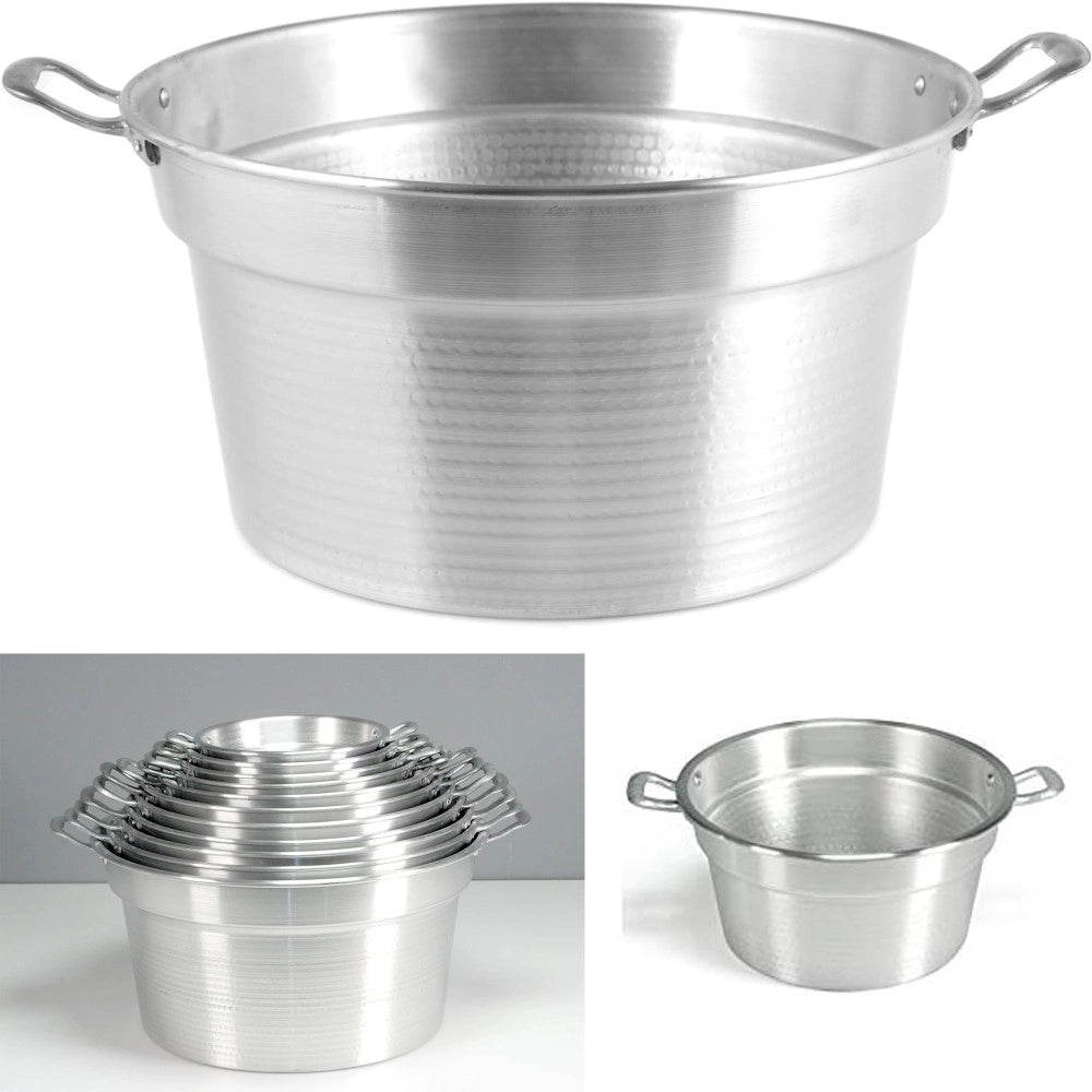 Trade Shop - Caldaia Pentolone In Alluminio Pesante Con Manici Spazzolata Grigio Per Conserve -    -diametro 44cm   -