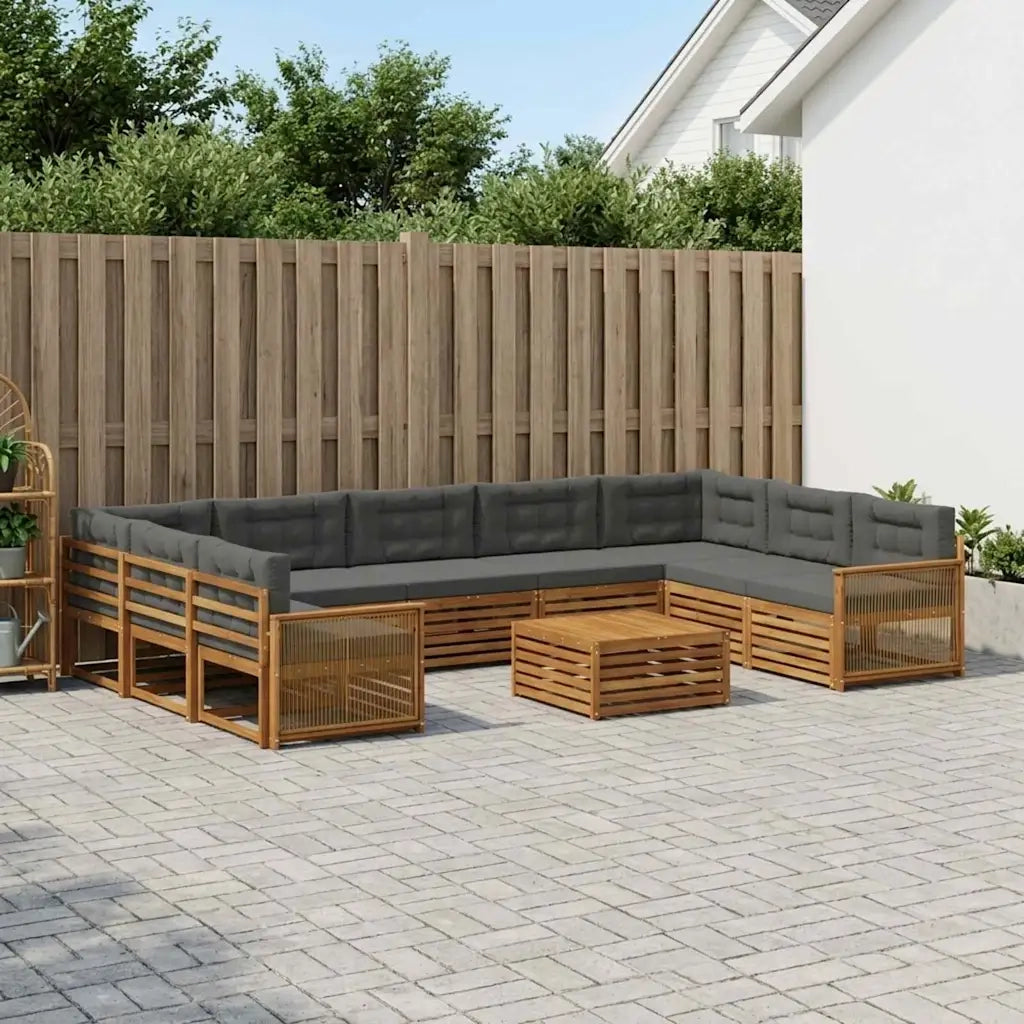 Set di divani da esterno 10 pcs Naturale e Antracite 3383870