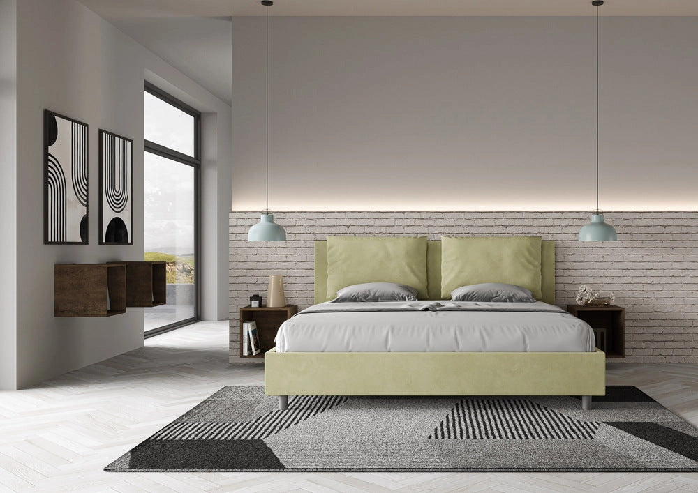Letto Matrimoniale Francese 140x210 cm con Rete Antea Tè Verde