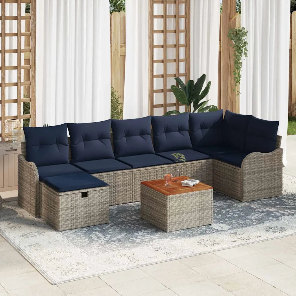 Set Divano da Giardino 8 pz Grigio polyrattan 3359493