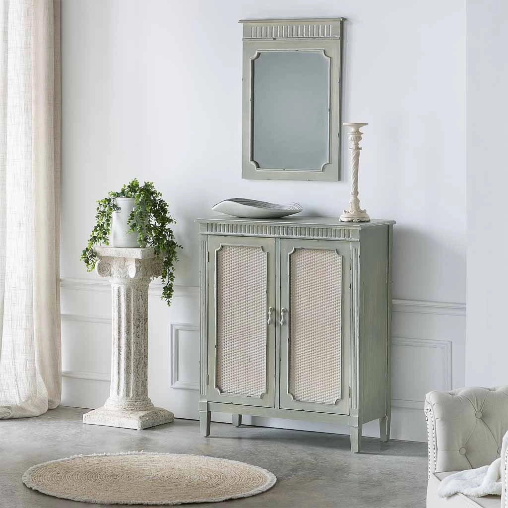 Mobile da ingresso in legno con verde 78x36x95h