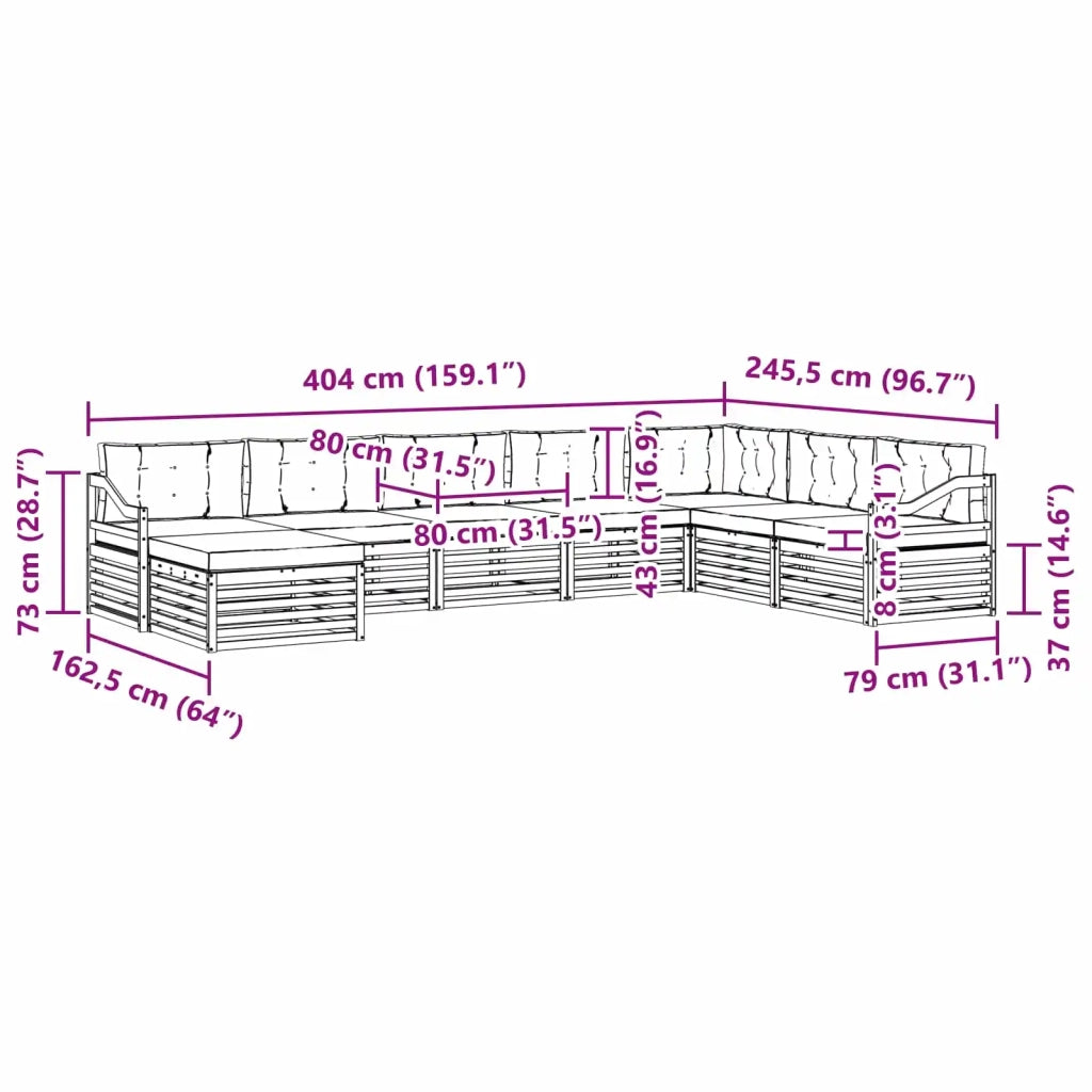 Set di divani da esterno 8 pz Bianco e Crema Poliestere 3390980