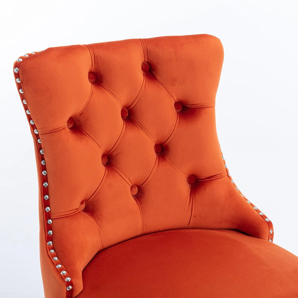 Set 2 sgabelli bar - Xylo - velluto arancione gambe legno