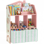 Libreria per bambini con 2 cassetti in tessuto ¨C Minimal ¨C MDF, rosa