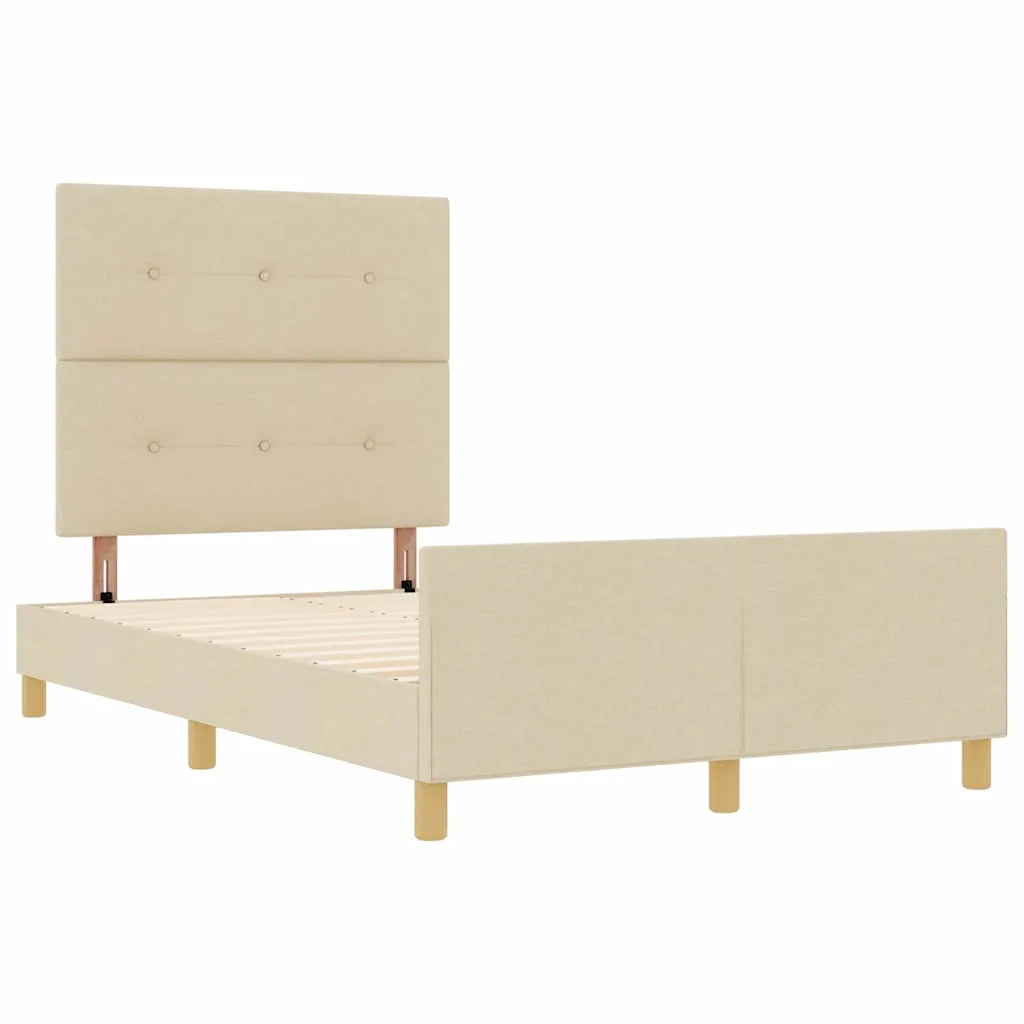 Struttura del letto con testiera Crema 120 x 200 cm Tessuto