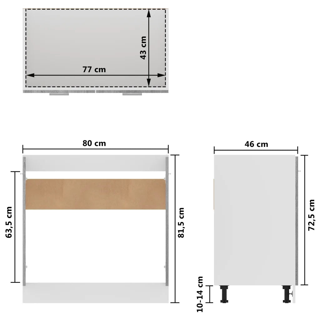 Pensile da cucina | Mobiletto ¡°Lyon¡± Grigio Sonoma 80x46x81,5 cm